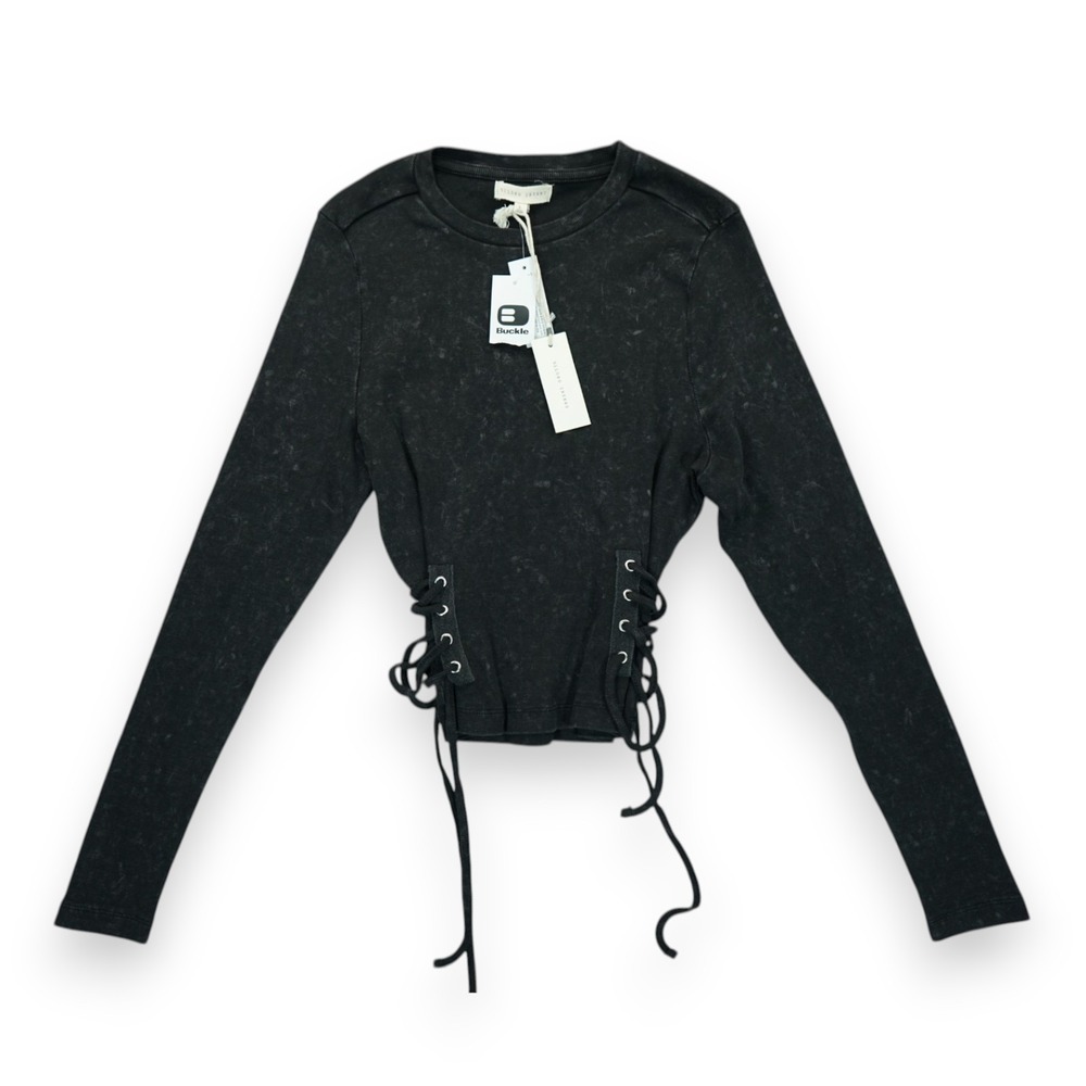 NWT‎ Gilded Intent Women's Top Long Sleeve Size Large Washed Black